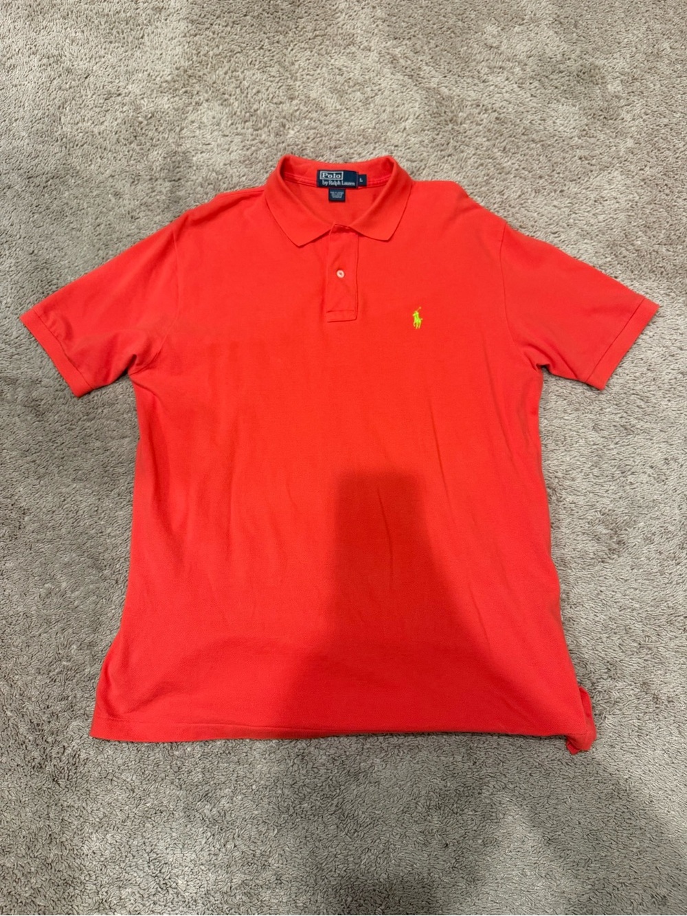 Polo Ralph Lauren Men’s Large Coral Red Mesh Short Sleeve Polo Shirt